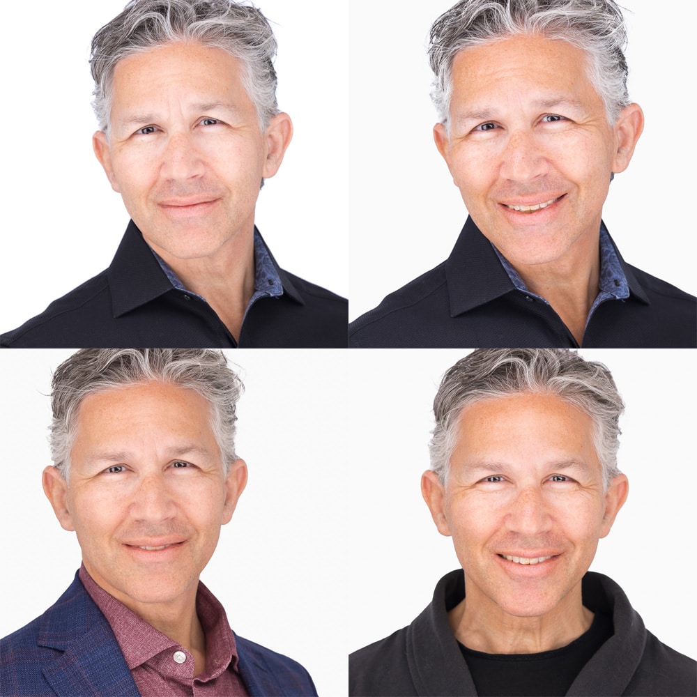 Photo of 4 headshots of business man